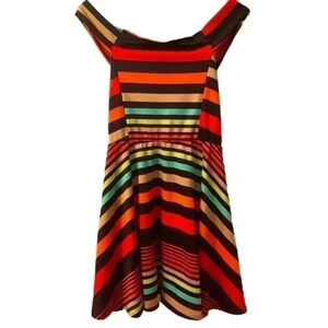 Derek Heart Women’s Dress Size Small Mini Multicolor Stripes NWOT